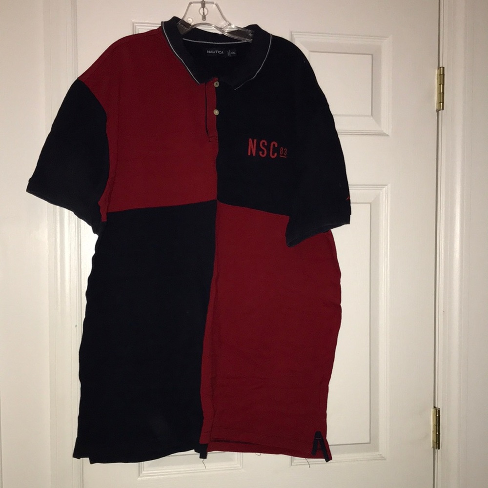 Nautica men’s polo. Navy and red.